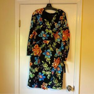 NWT Maggy London size 16 long sleeve floral wrap dress